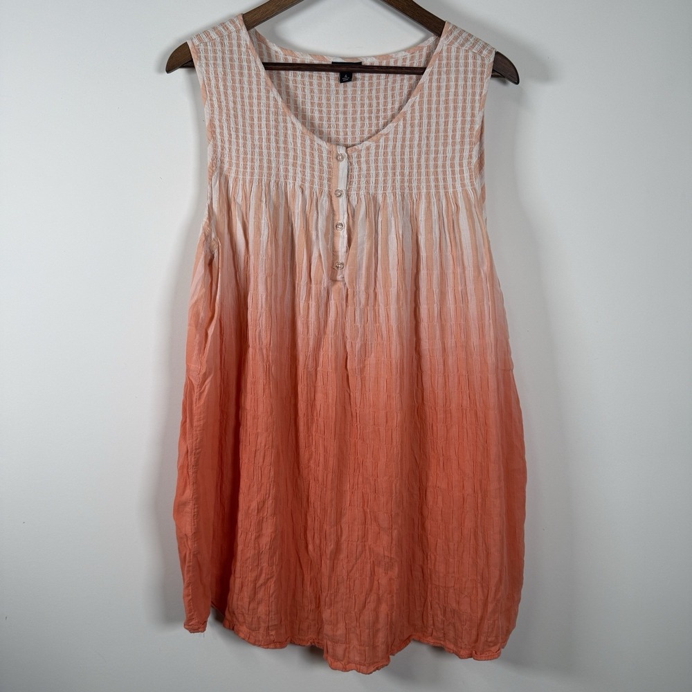 Torrid Women's‎ Sleeveless Tank Ombré Coral Stretchy Crinkle Size 4XL